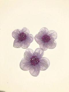 DIY 串珠五花瓣 蕾絲花 紫色