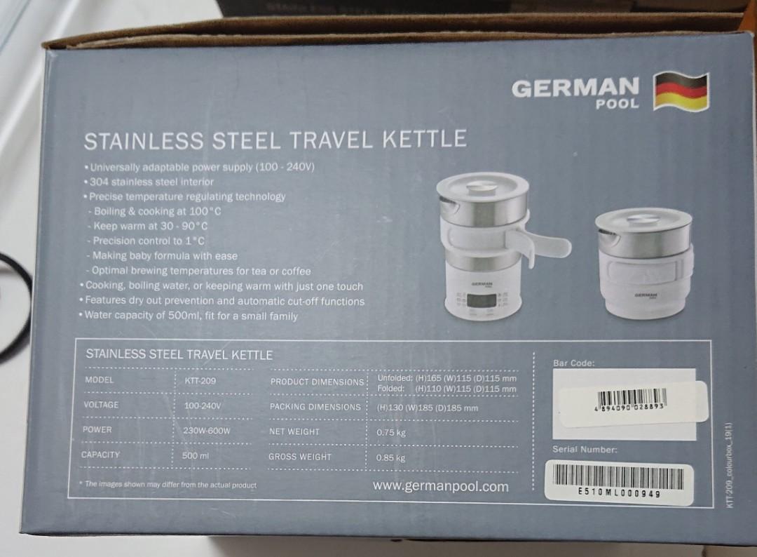 GERMAN POOL Stainless Steel Travel Kettle KTT209, 興趣及遊戲, 旅行, 旅遊 旅行