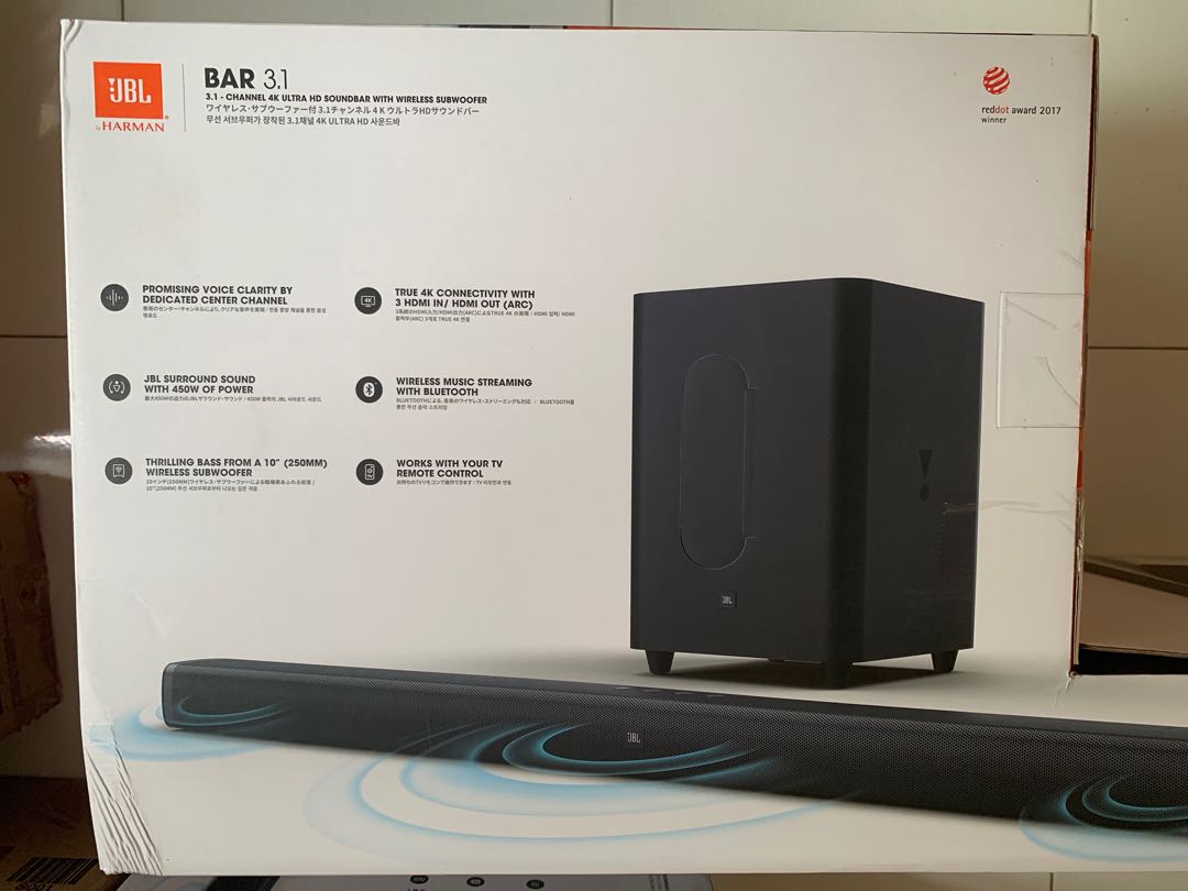 JBL Bar 3.1  3.1-Channel 4K Ultra HD Soundbar with Wireless Subwoofer