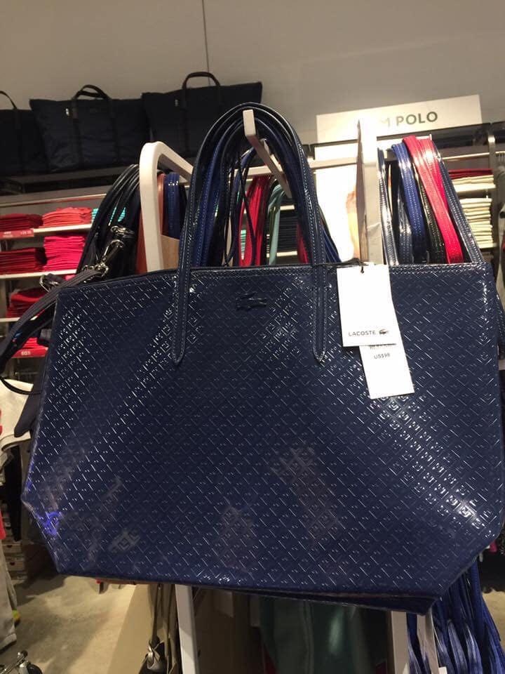 Lacoste glossy online tote bag