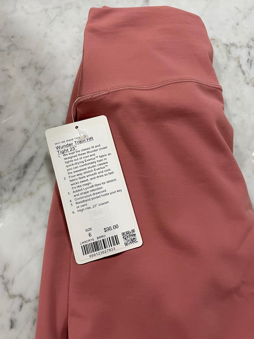 Lululemon Wunder Train HR Tight 25” (Brier rose, size 6), Men's Fashion,  Activewear on Carousell