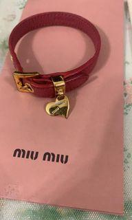 MIU MIU MADRAS RED LEATHER BRACELET