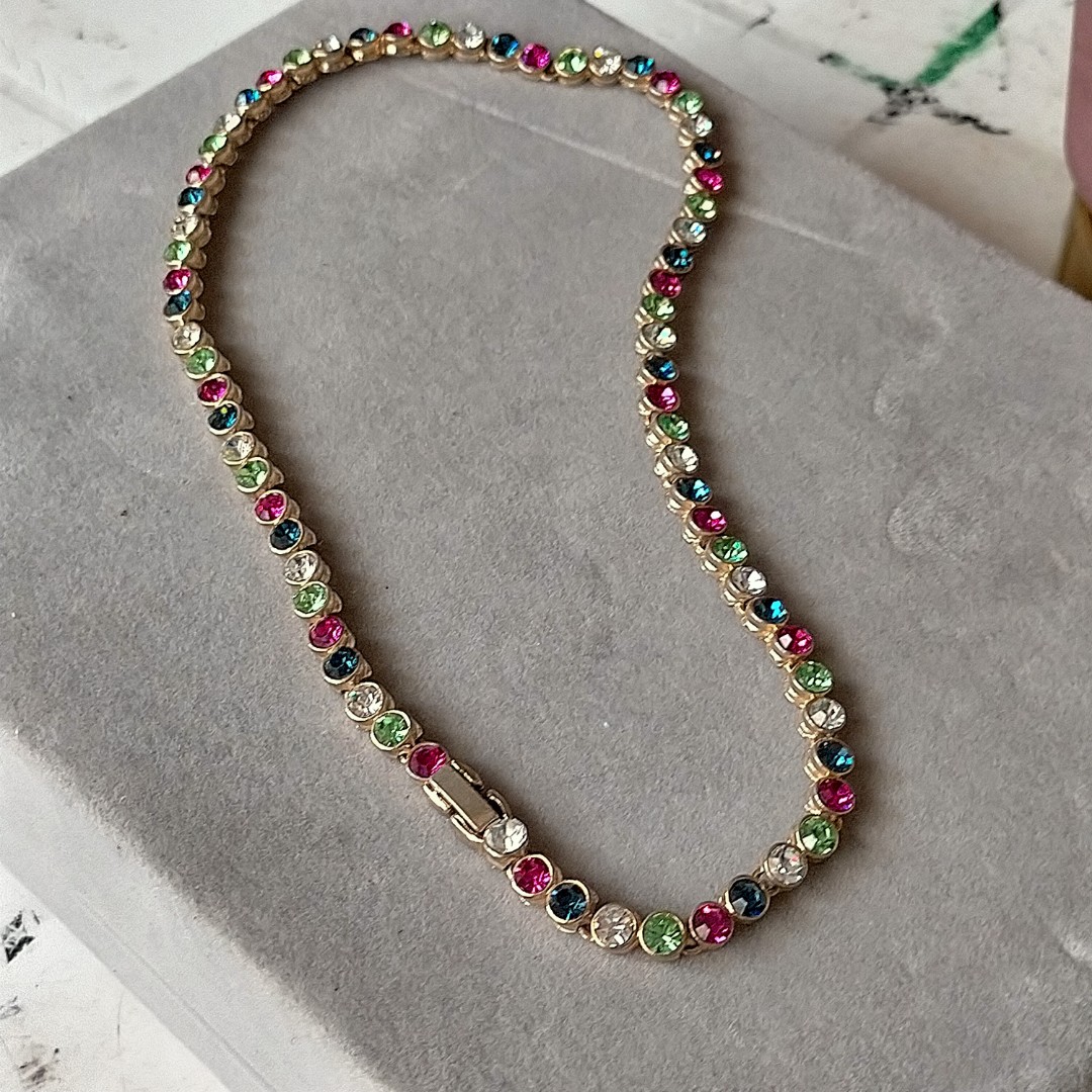 Multi colored stone choker tennis 