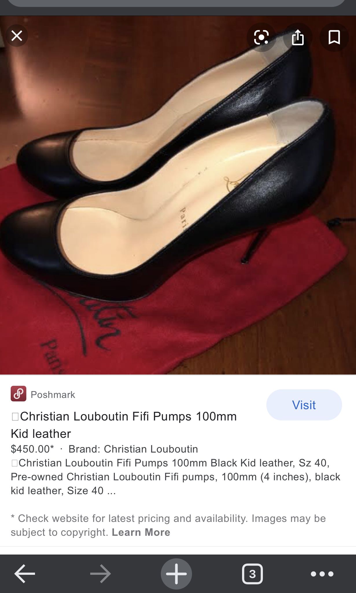 ORIGINAL CHRISTIAN LOUBOUTIN FIFI 100MM LEATHER BLACK PUMPS, Women's Fashion, Footwear, on Carousell