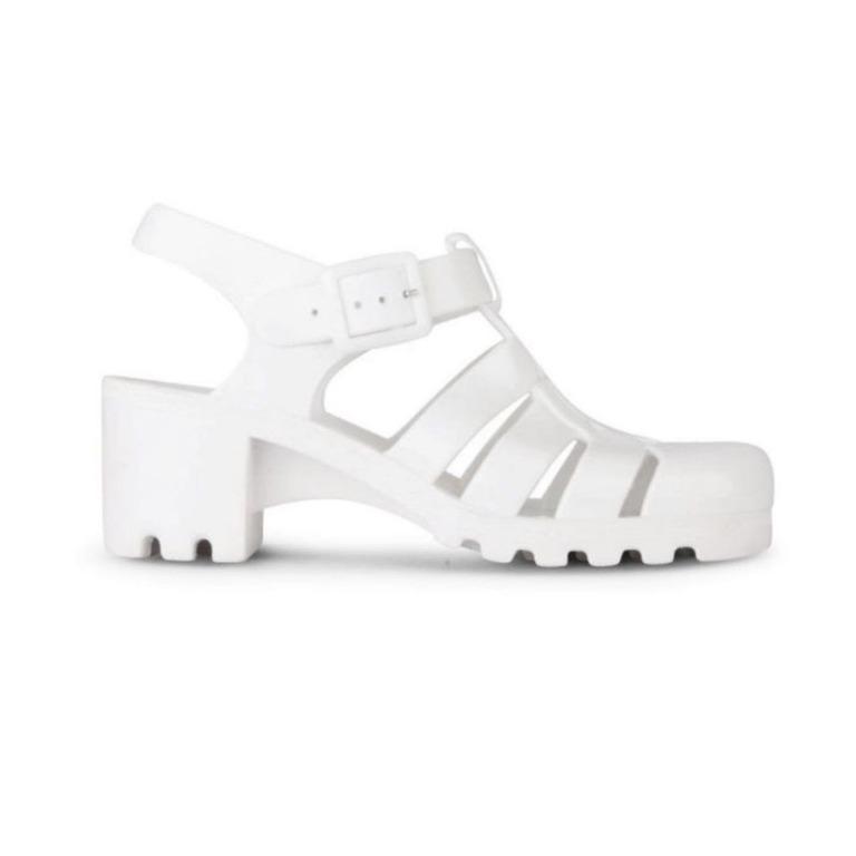 white jelly shoes