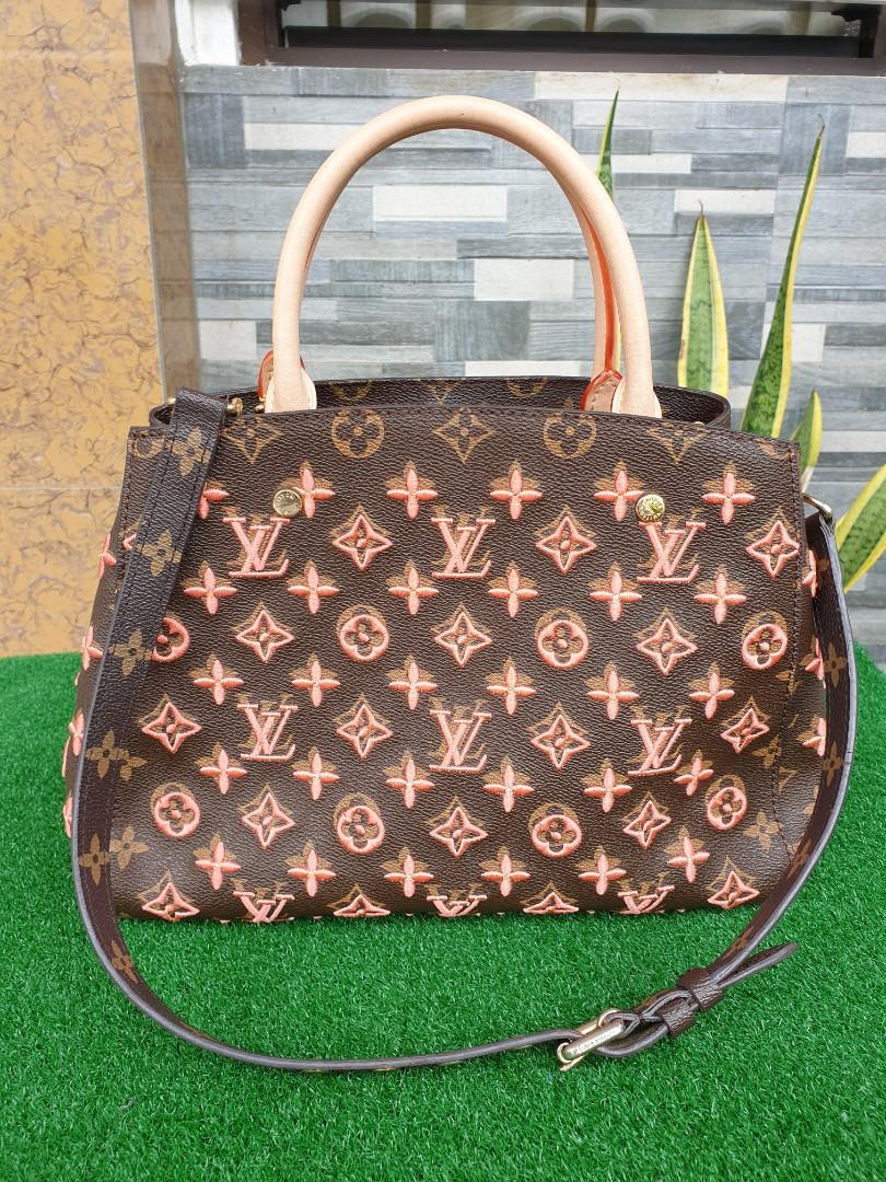 🔥P6,500 only LV Montaigne Embroidered Monogram Handbag ✓w/ shoulder strap  # 16259, Women's Fashion, Bags & Wallets, Shoulder Bags on Carousell