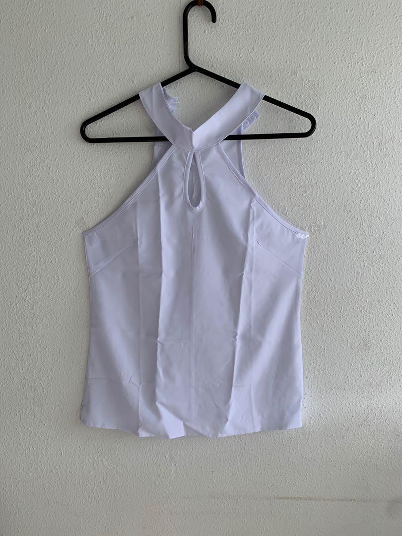 Plain White Halter Top, Women's Fashion 
