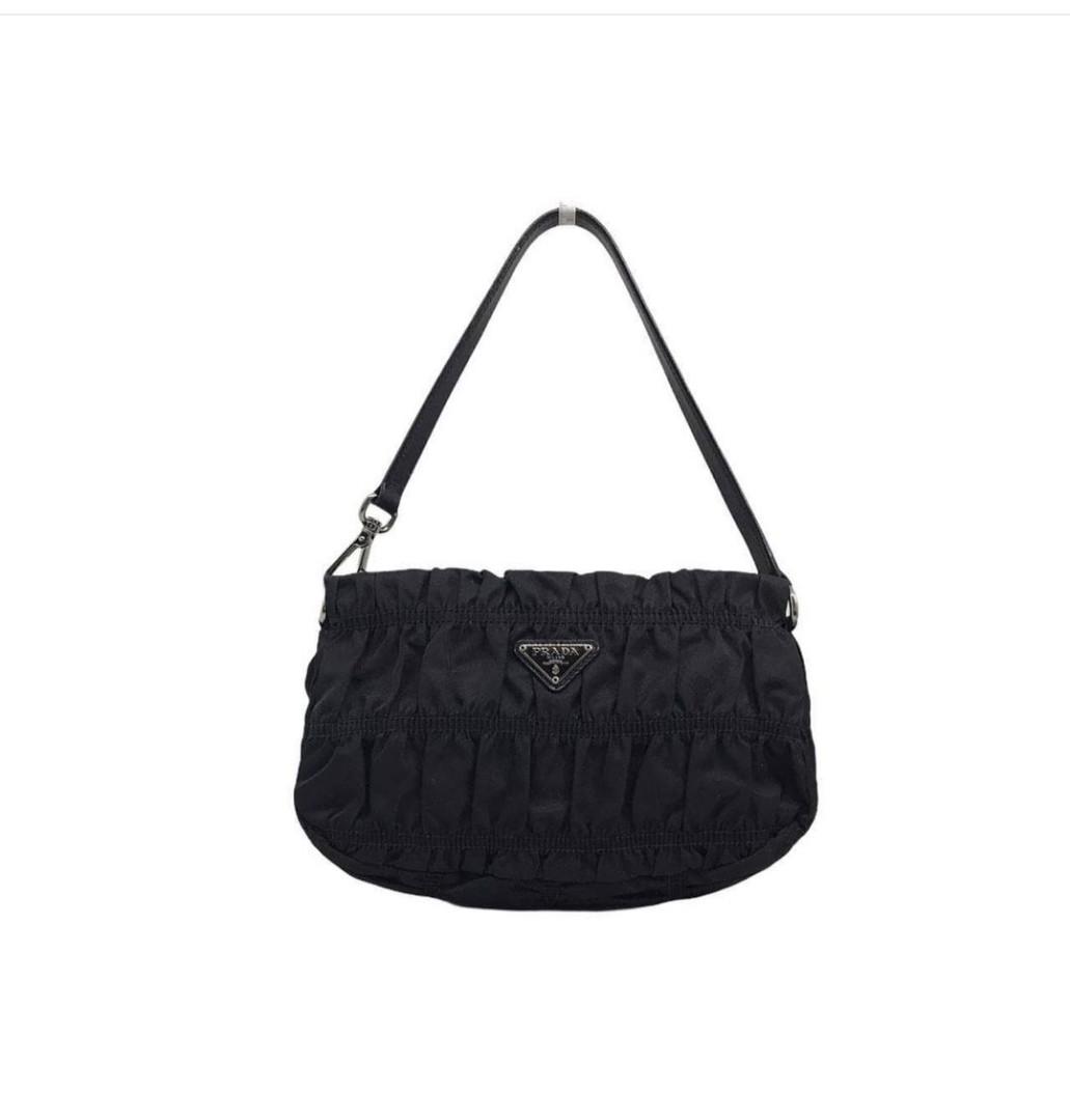 PRADA Mini Pochette Gaufre Black., Fesyen Wanita, Tas \u0026 Dompet di Carousell