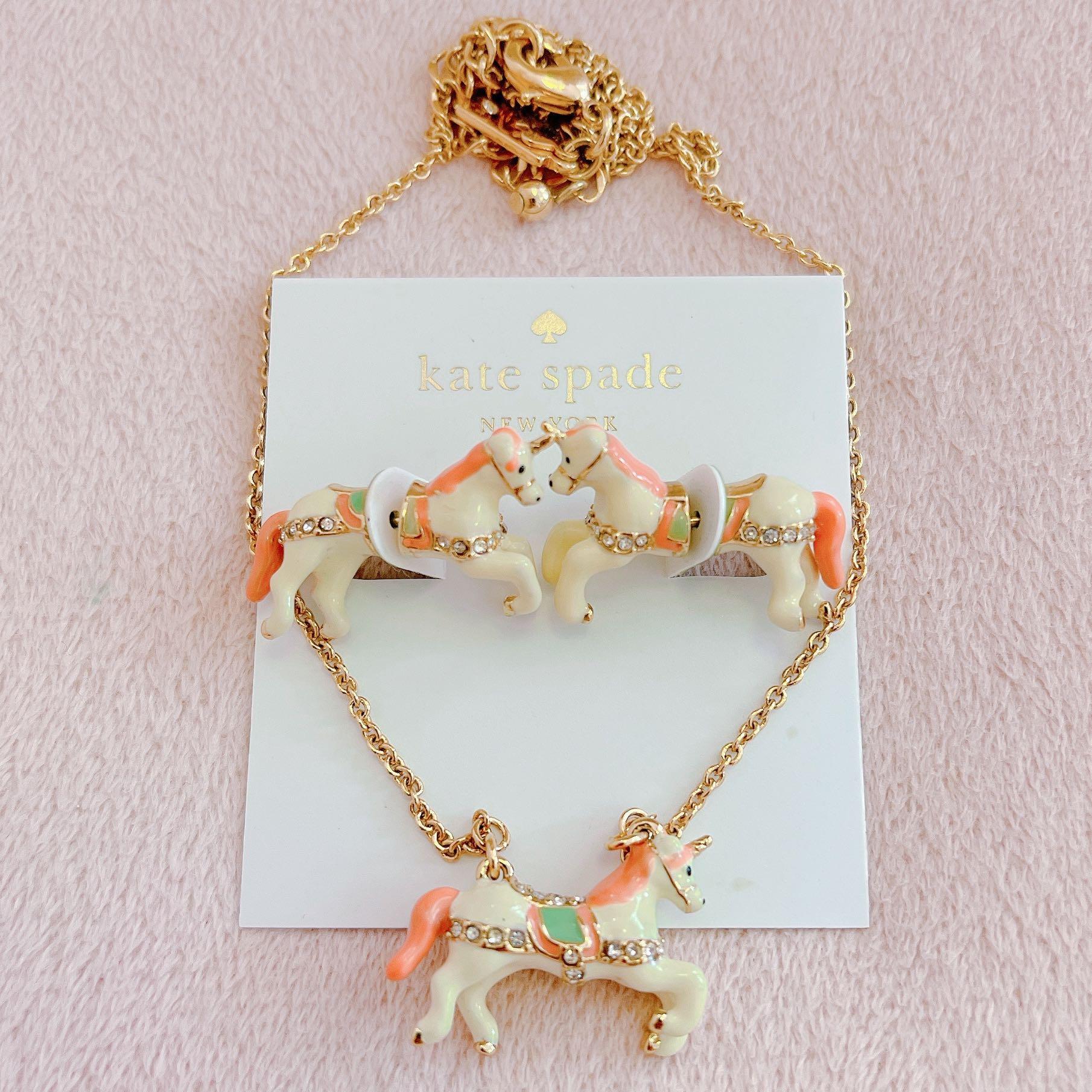 Pre Loved Kate Spade Unicorn Necklace Earrings