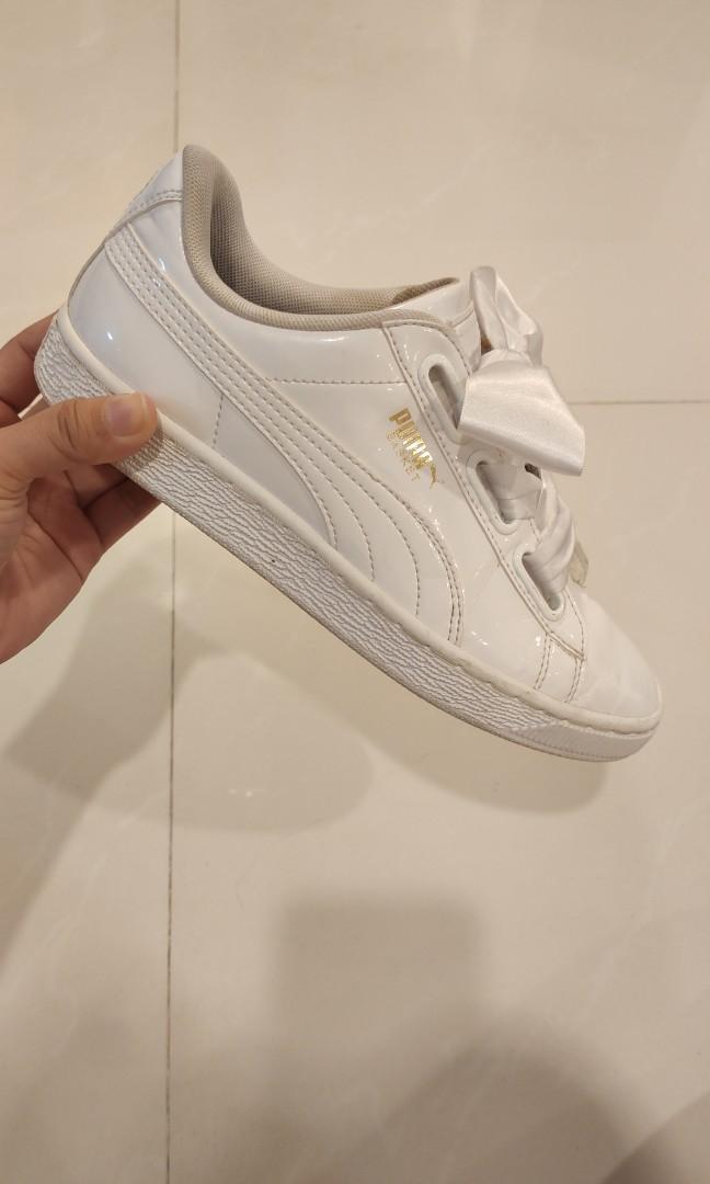 Puma Basket Heart Patent Satin White