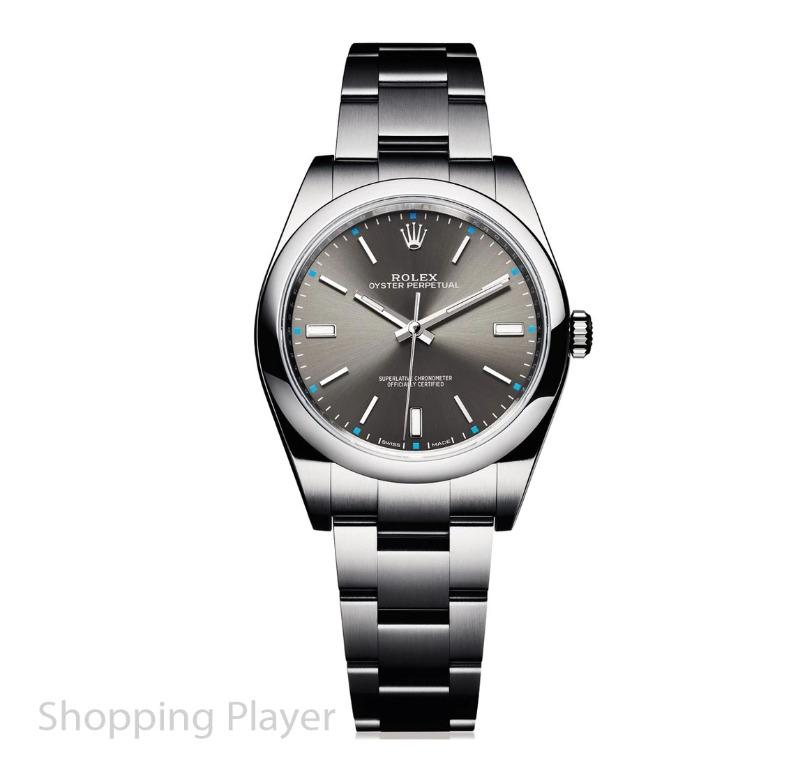 Rolex Oyster Perpetual 39 Dark Rhodium 114300 Grey Men s Fashion