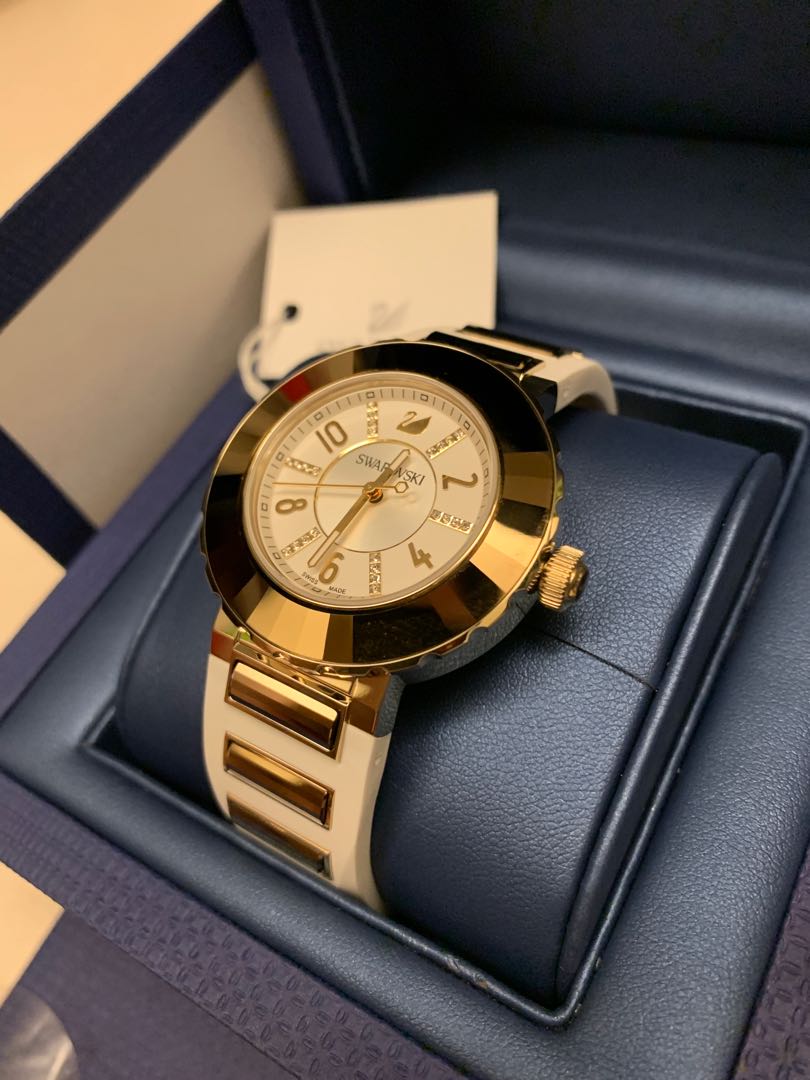 Swarovski Women New Octea Sport white and light gold toned Watch