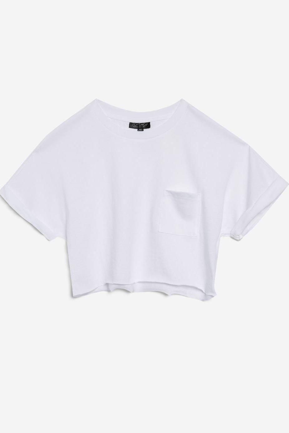 Topshop petite white boxy crop top 