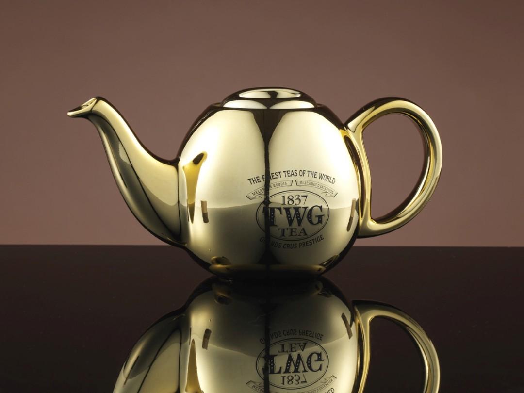 TWG Design Orchid Teapot in Gold 900ml, Furniture & Home Living