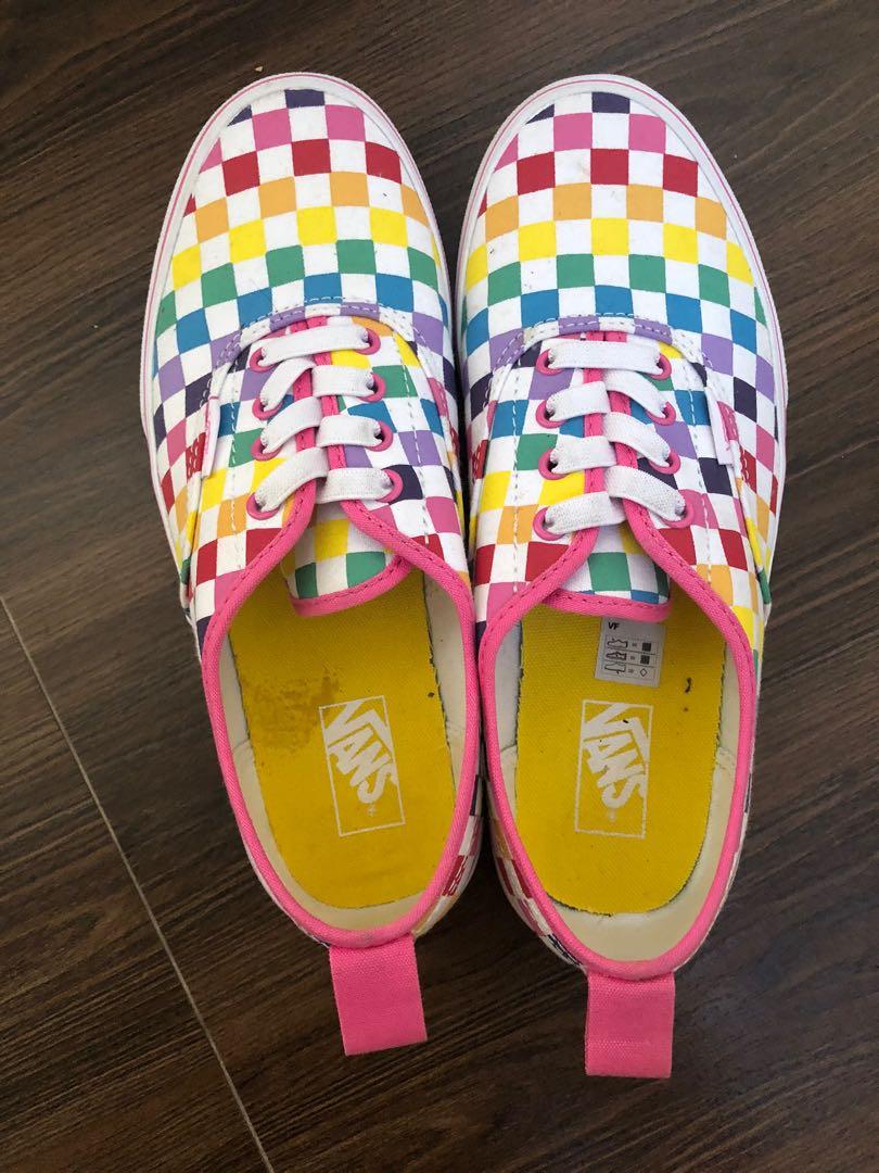 women's multi colored checkered vans