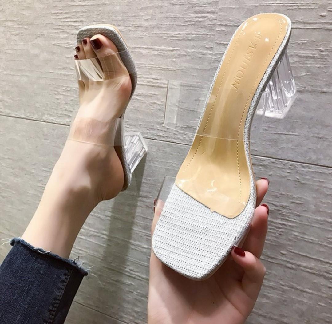 Glass chunky new arrivals heel