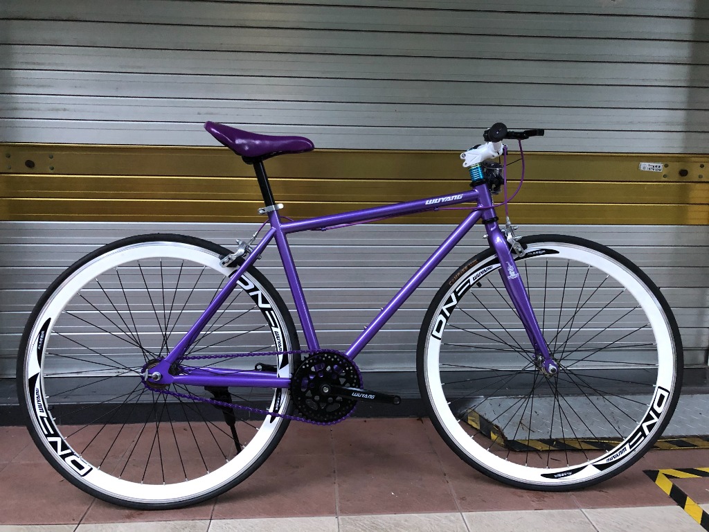 purple fixie bike