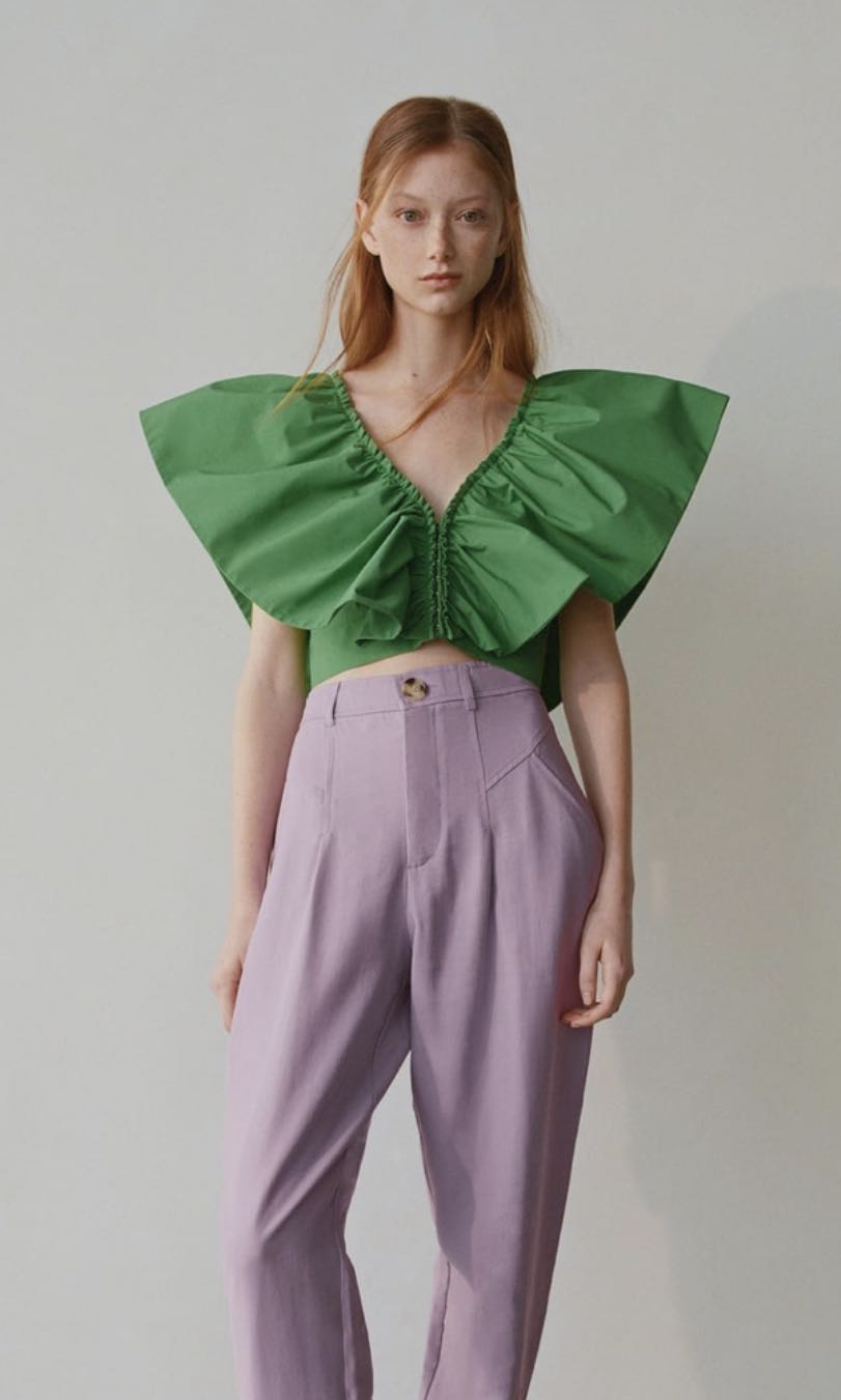 Zara Ruffled Frilled Green Top, Women's Fashion, Tops, Sleeveless on  Carousell