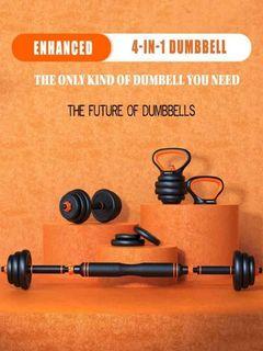4in1 PVC Dumbbell Kettlebell Barbell Push Up Stand 15Kg - Home Exercise or Gym Equipment