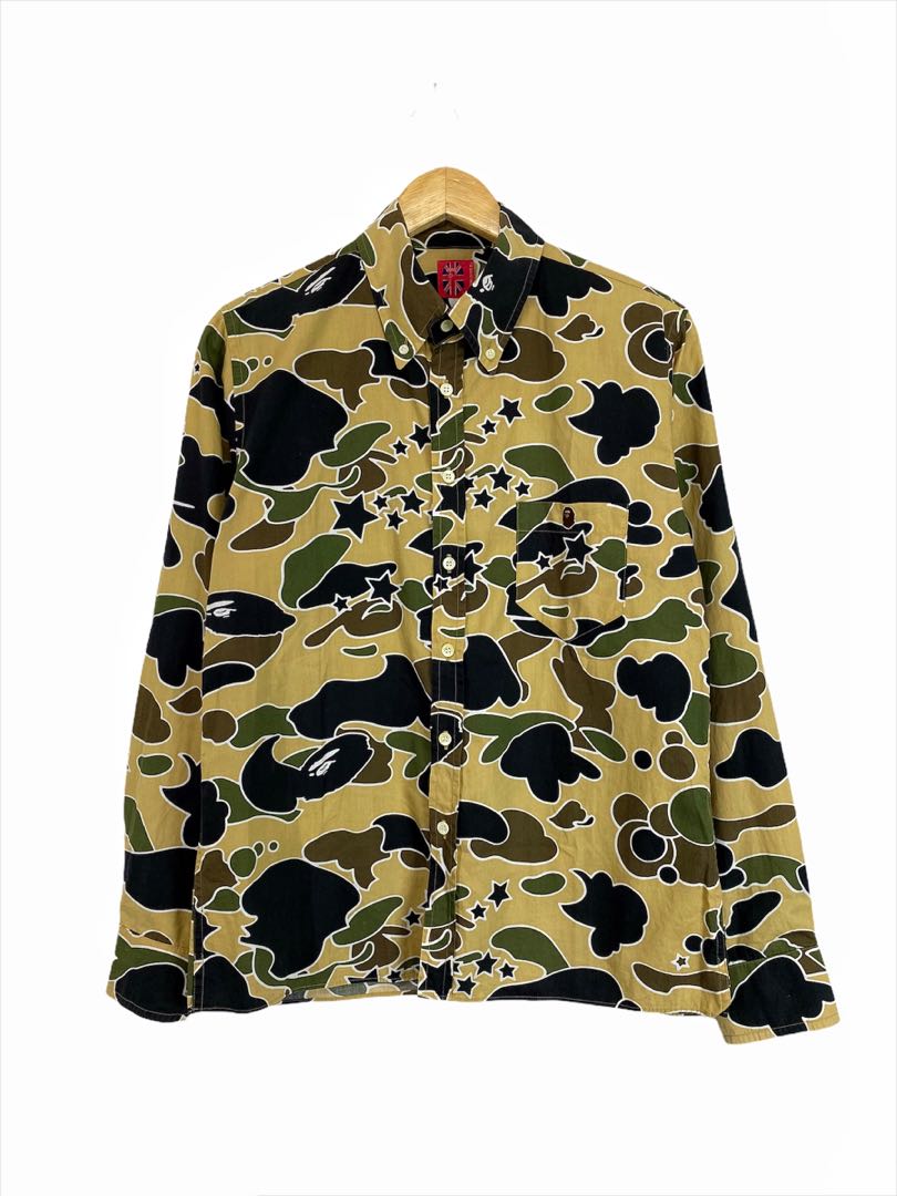 A Bathing Ape Bape Camo Shirt Men S Fashion Clothes Tops On Carousell Founded by nigo in 1993, a bathing ape® emerged from its underground harajuku beginnings to become one of the most iconic streetwear symbols in the world, with their signature designs including the ape head, bape®. carousell