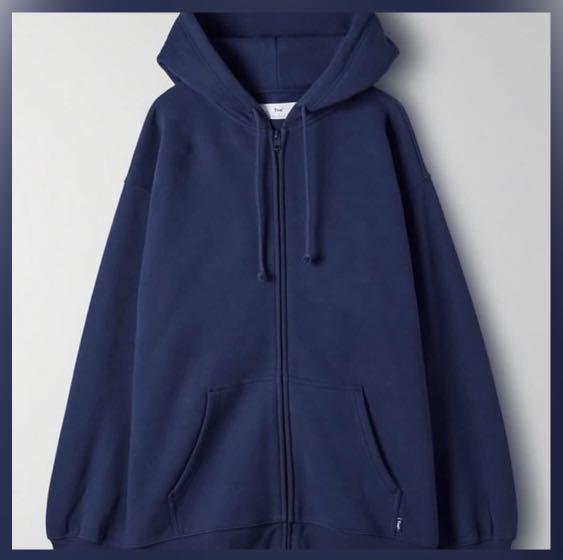Aritzia Tna COZYAF Oversized Navy Zip Up Hoodie Women s Fashion Clothes on Carousell