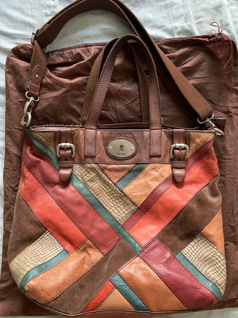 Fossil leather patchwork clearance handbags