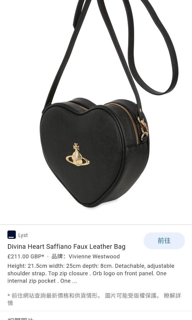 VIVIENNE WESTWOOD Divina Heart Saffiano Faux Leather Bag - Black