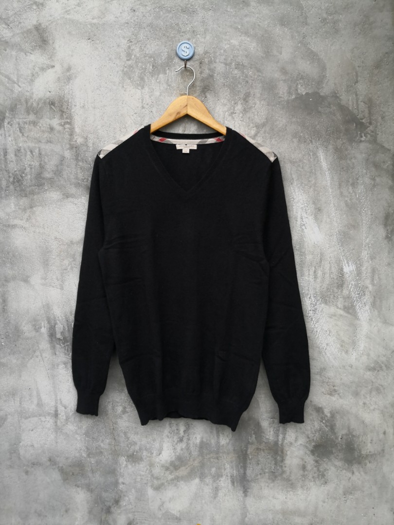 Burberry Brit V Neck Sweater Fesyen Pria Pakaian Atasan di