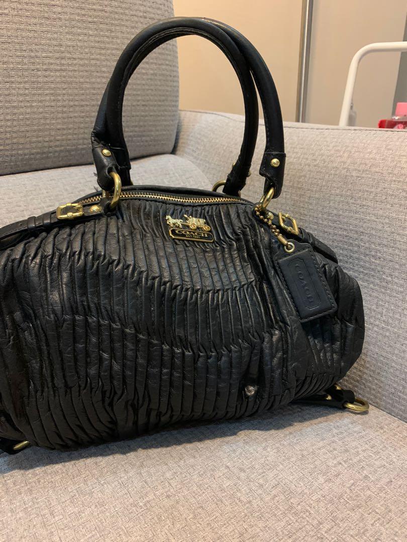 Coach pleated leather top bag