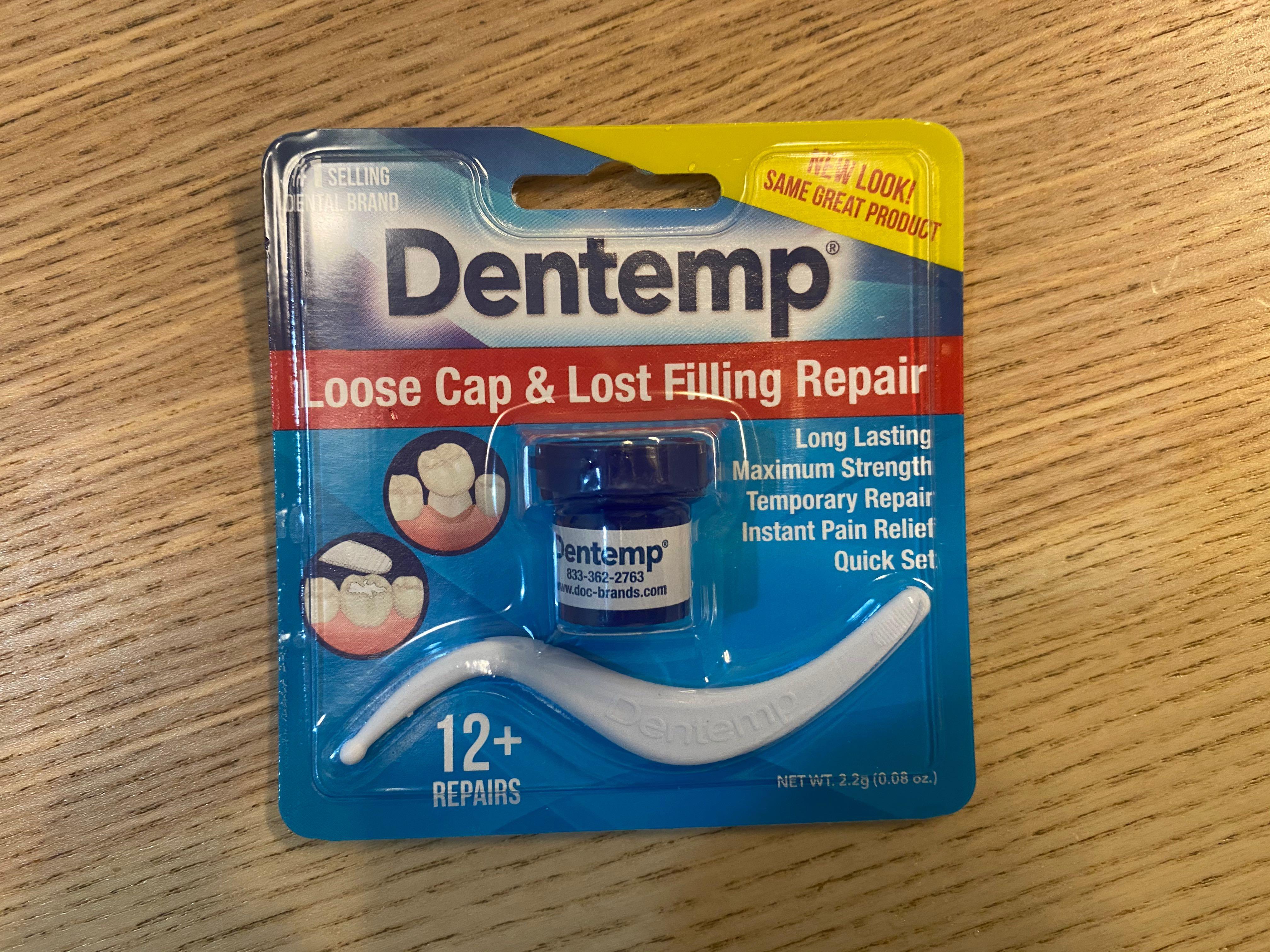 Dentemp Maximum Strength Lost Filling and Loose Cap Repair Kit for Instant  Pain Relief, 12 Uses (Pack of 2)