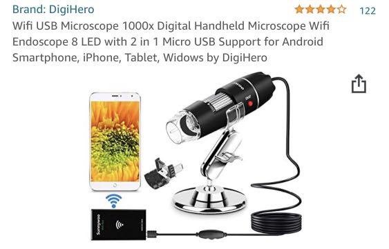 DigiHero 3.9 out of 5 stars 122 Reviews Wifi USB Microscope 1000x Digital  Handheld Microscope Wifi