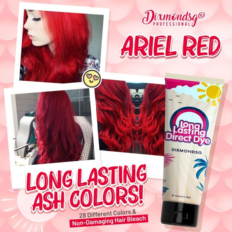 Dixmondsg Ariel Red Hair Dye - Long-Lasting Ash Colors (1-3 Months) / No  Color Shampoo Needed, Beauty & Personal Care, Hair On Carousell