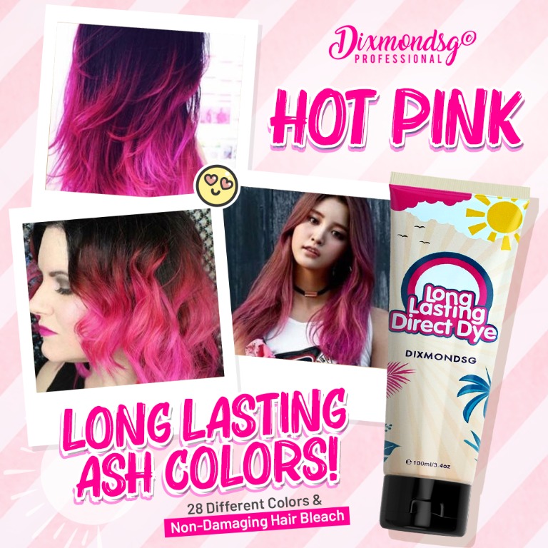Dixmondsg Hot Pink Hair Dye Long Lasting Ash Colors 1 3 Months No Color Shampoo Needed Beauty Personal Care Hair On Carousell
