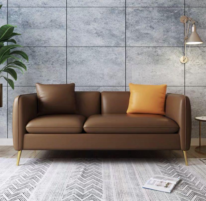 Faux Leather Brown 2 seater 3 seater Sofa Nordic Armchair, Furniture ...