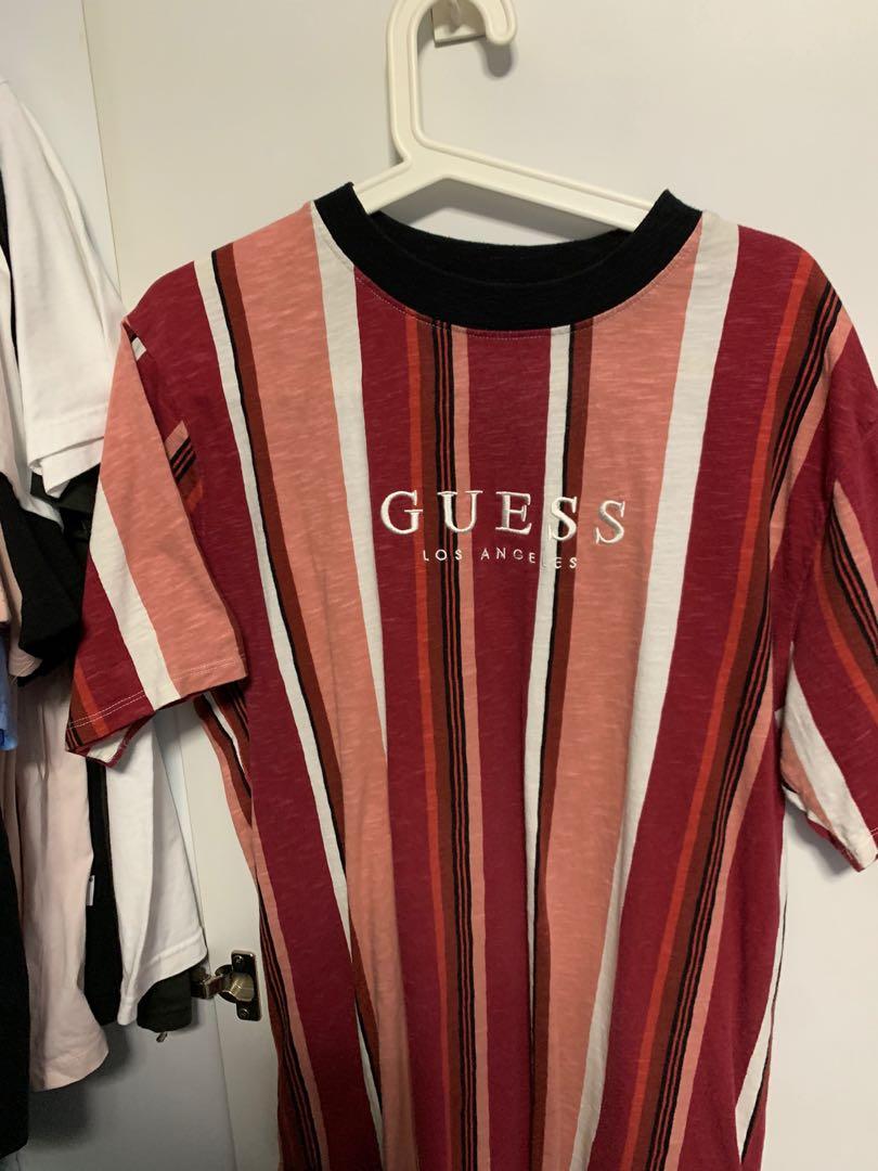 Guess vertical striped t shirt clearance