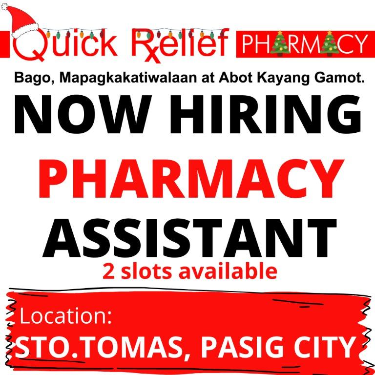 Hiring Pharmacy Assistant Pasig Sto.Tomas, Jobs & Opportunities, Sales