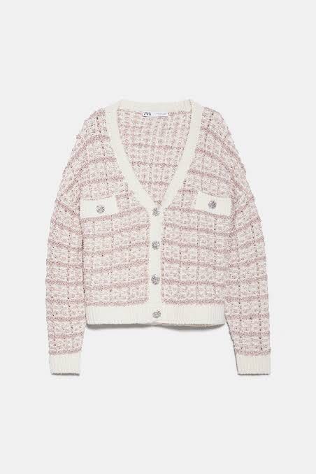 jewel button cardigan zara