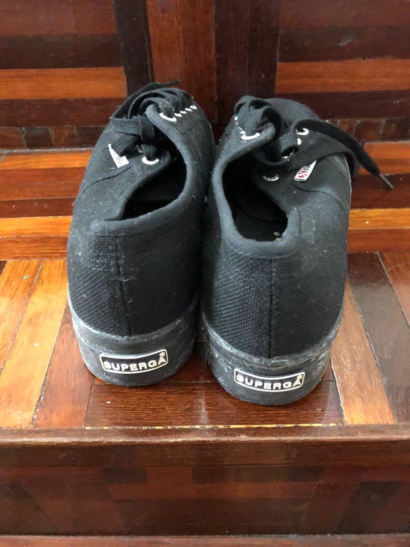 Never worn Superga black 2750 canvas double platform eu 37