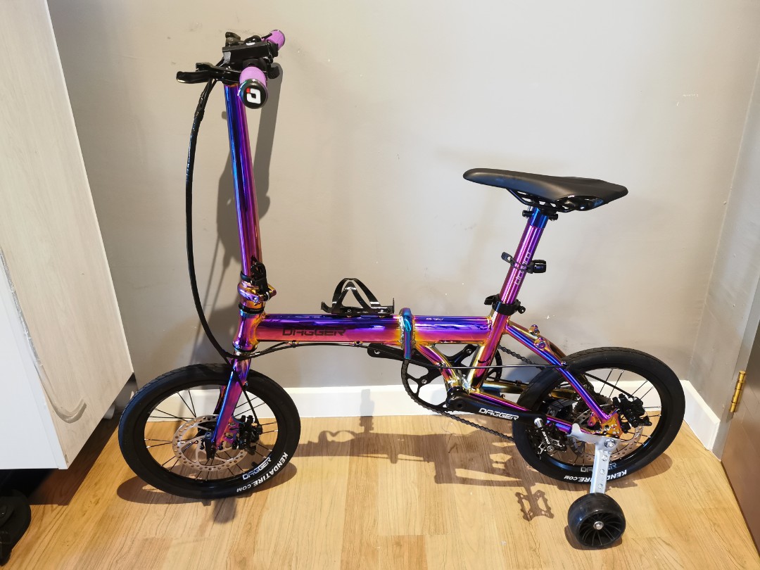 purple folding bike