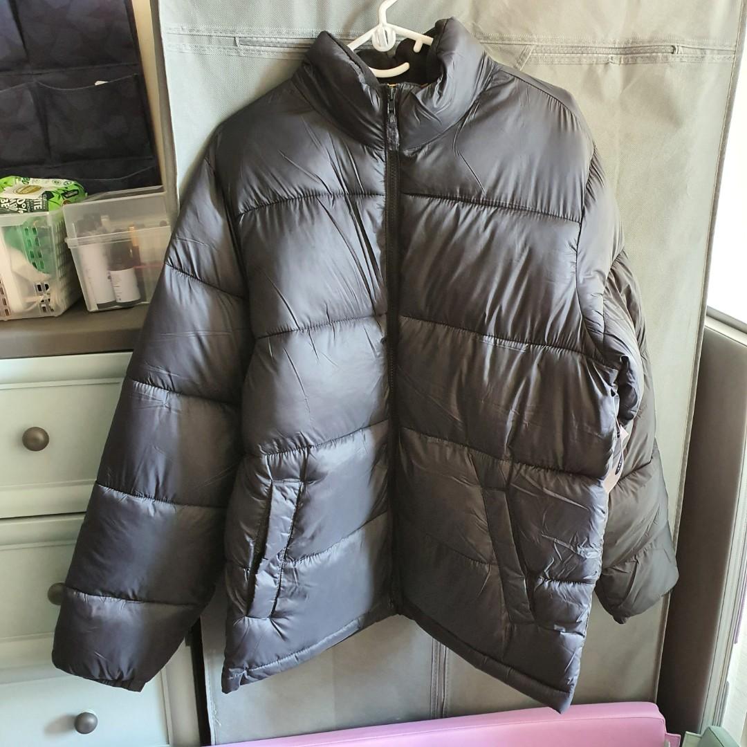 old navy silver puffer jacket