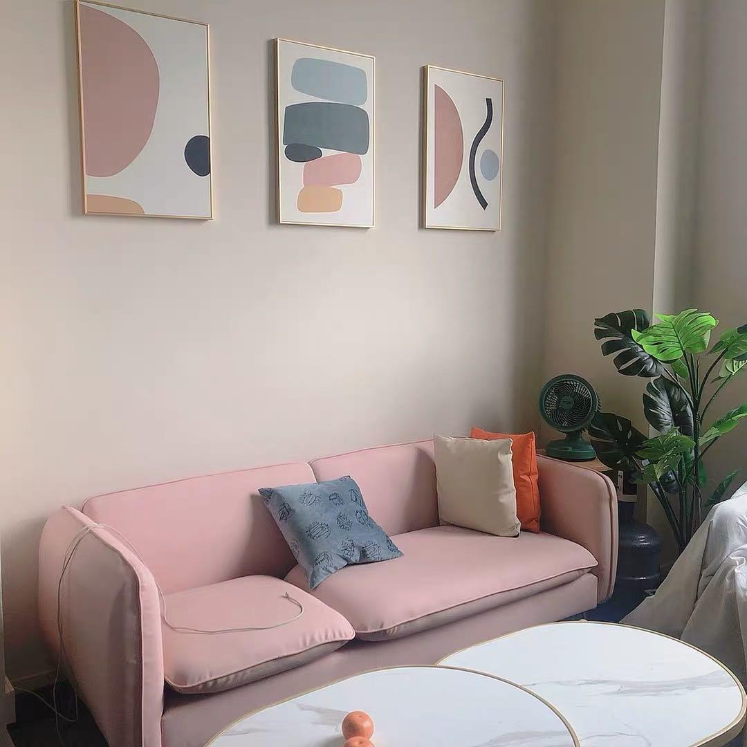 Pink faux shop leather sofa