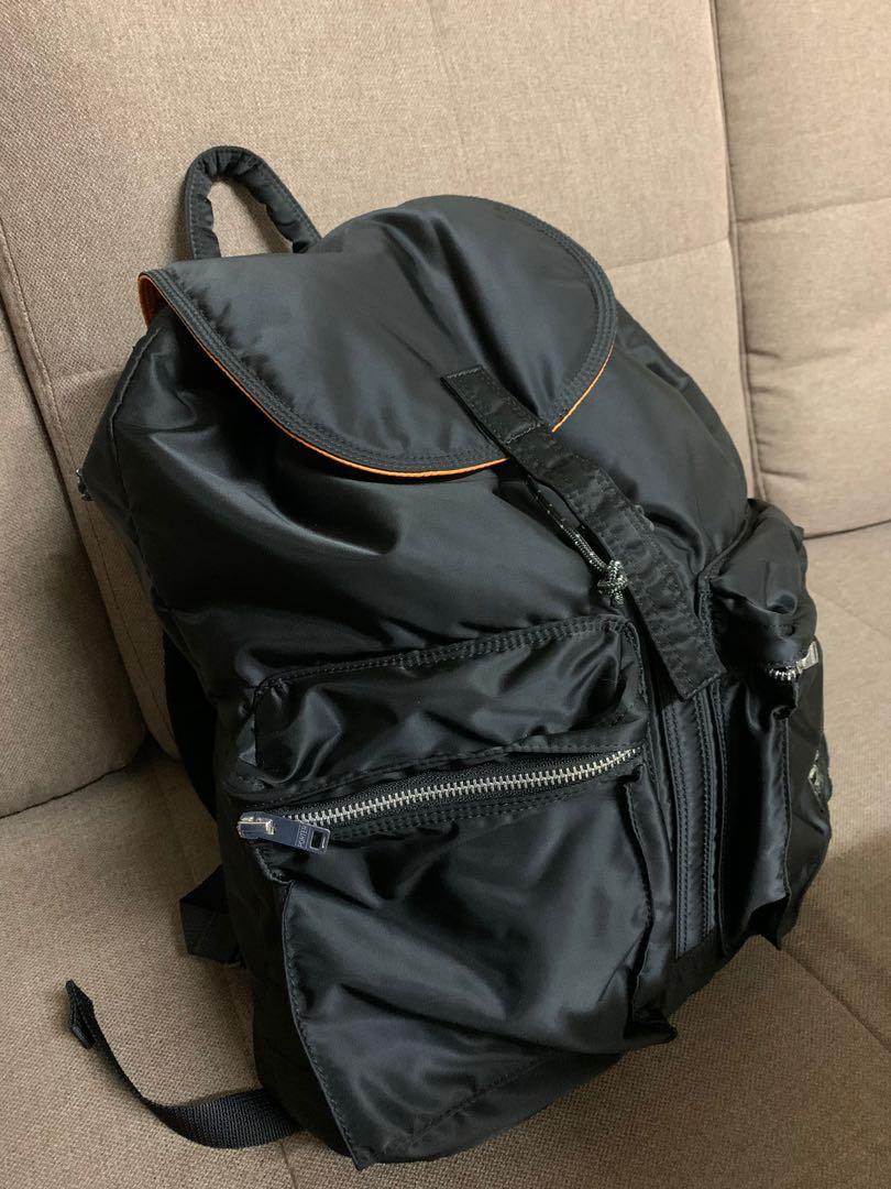 porter tanker rucksack backpack 黑色連原裝索繩袋, 名牌, 手袋及銀包