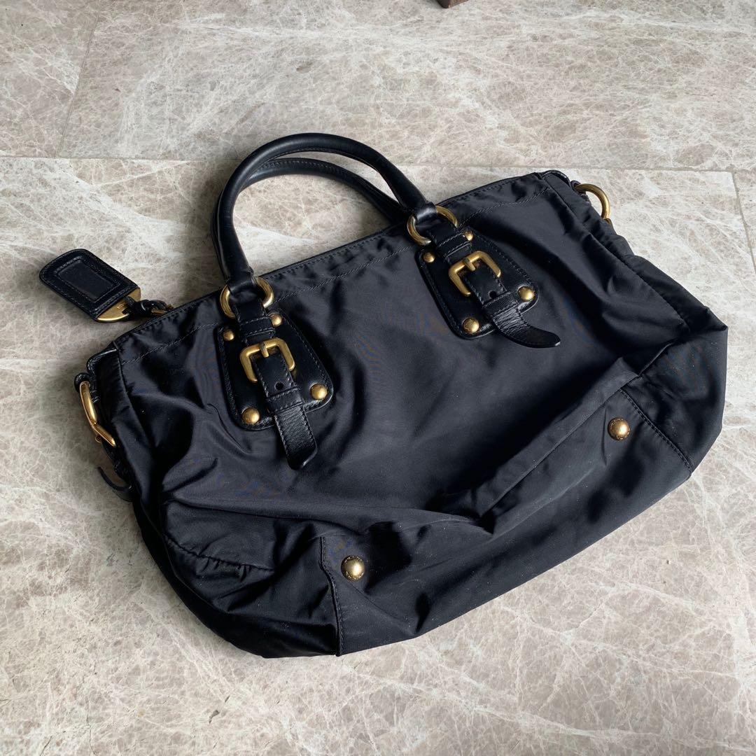 รีวิวกระเป๋า Prada Bauletto Saffiano Tessuto Nero Black Nylon Top