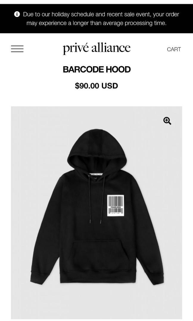 Prive alliance BBH Baekhyun barcode hoodie Women s Fashion Coats Jackets and Outerwear on Carousell