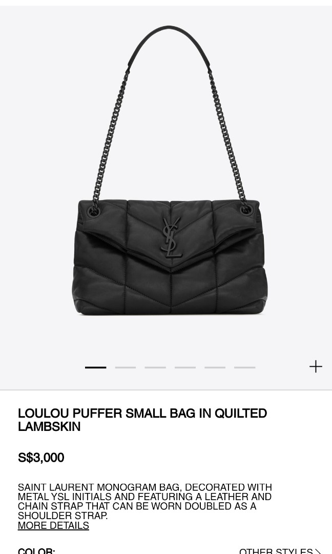 Black Loulou Puffer small leather shoulder bag, Saint Laurent