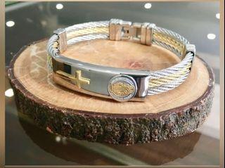 St benedict gold and silver bracelet bangle