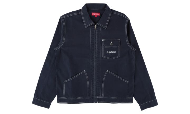 Supreme Navy Contrast Stitch Jacket, Men's Fashion, Coats, Jackets ウクライナ情勢 supreme contrast stitch work jacket Gジャン/デニムジャケット