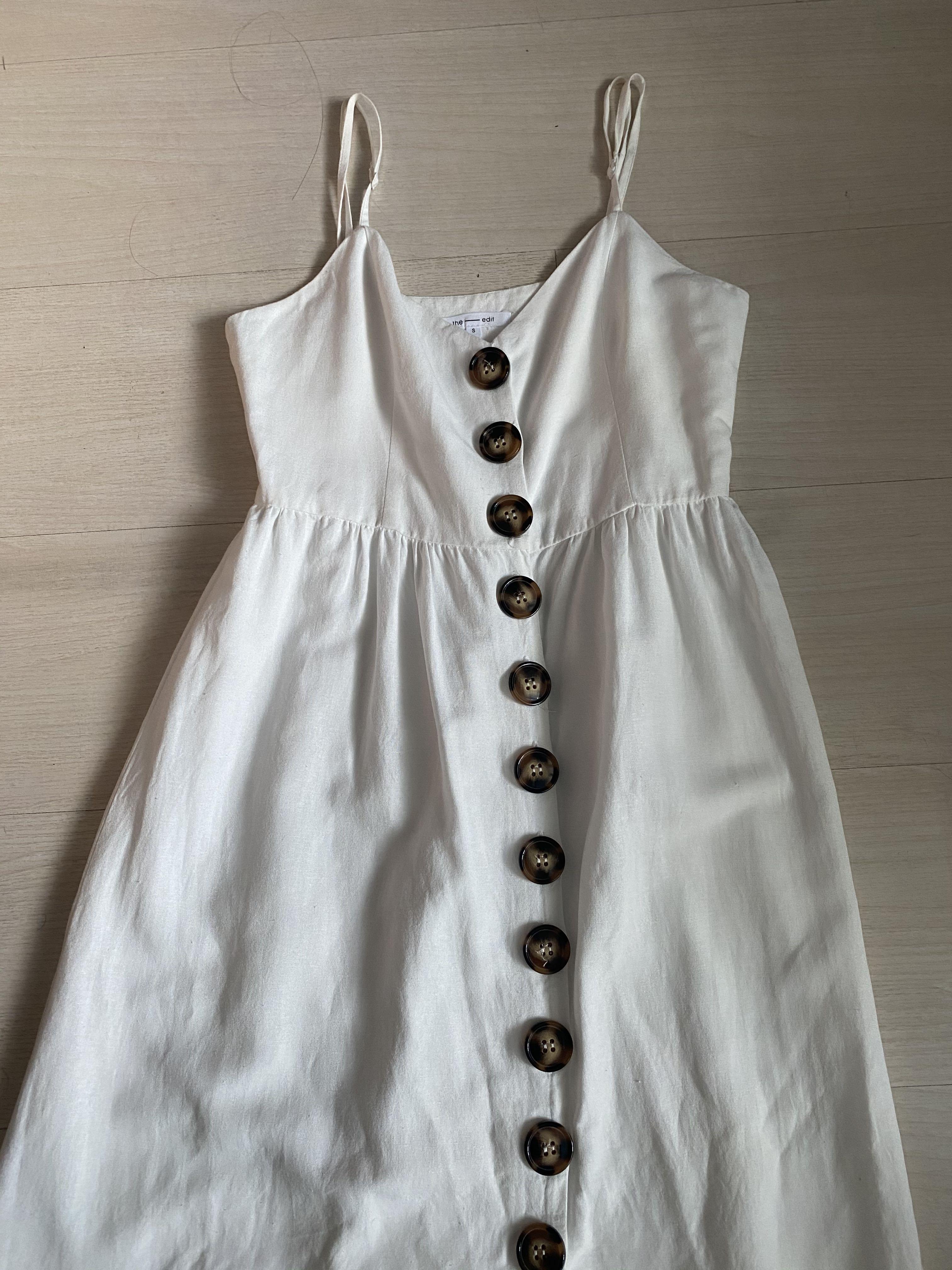 edit Button Down White Linen Dress ...