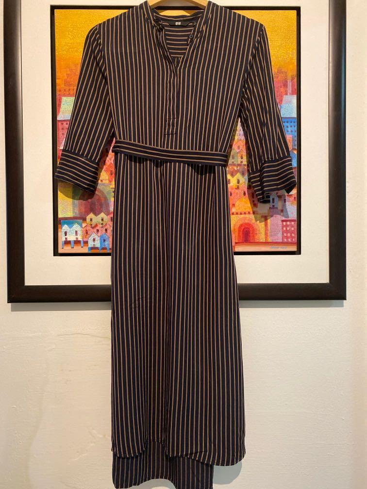 Uniqlo Rayon Striped Long Shirt Dress Women s Fashion Muslimah
