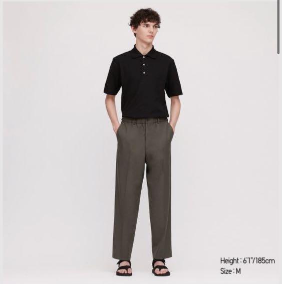 Uniqlo wide fit tapered pants, Men's Fashion, Bottoms, Trousers on